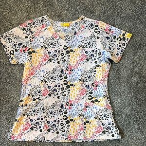 Colorful Animal Print Scrub Top medium wonderwink